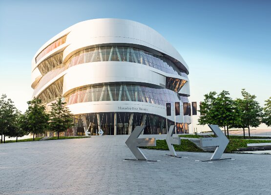 Blick auf das Mercedes-Benz Museum in Stuttgart